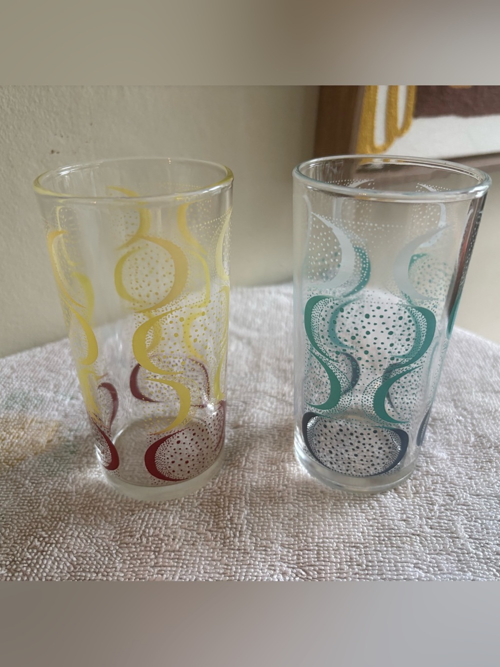 Vintage Mid-Century Modern "Atomic Swirl" Drinking Glasses - Set of 2